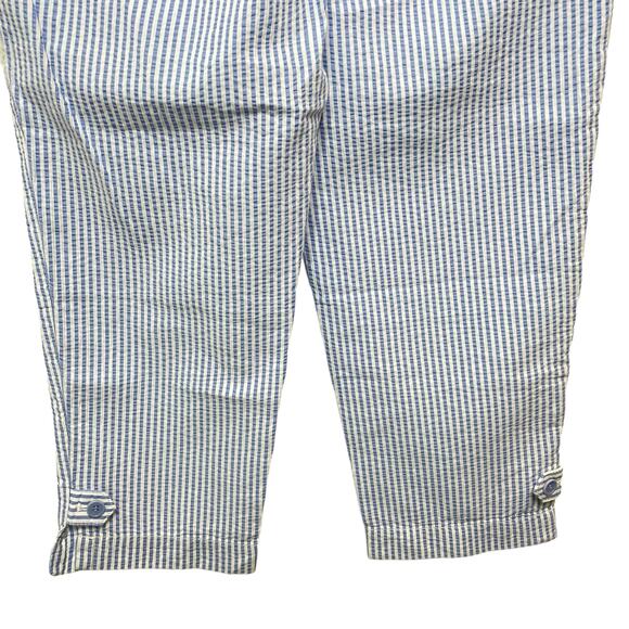 Talbots Perfect Crops Pant - Sunshine Seersucker Blue & White Striped Size 8P - Picture 8 of 11